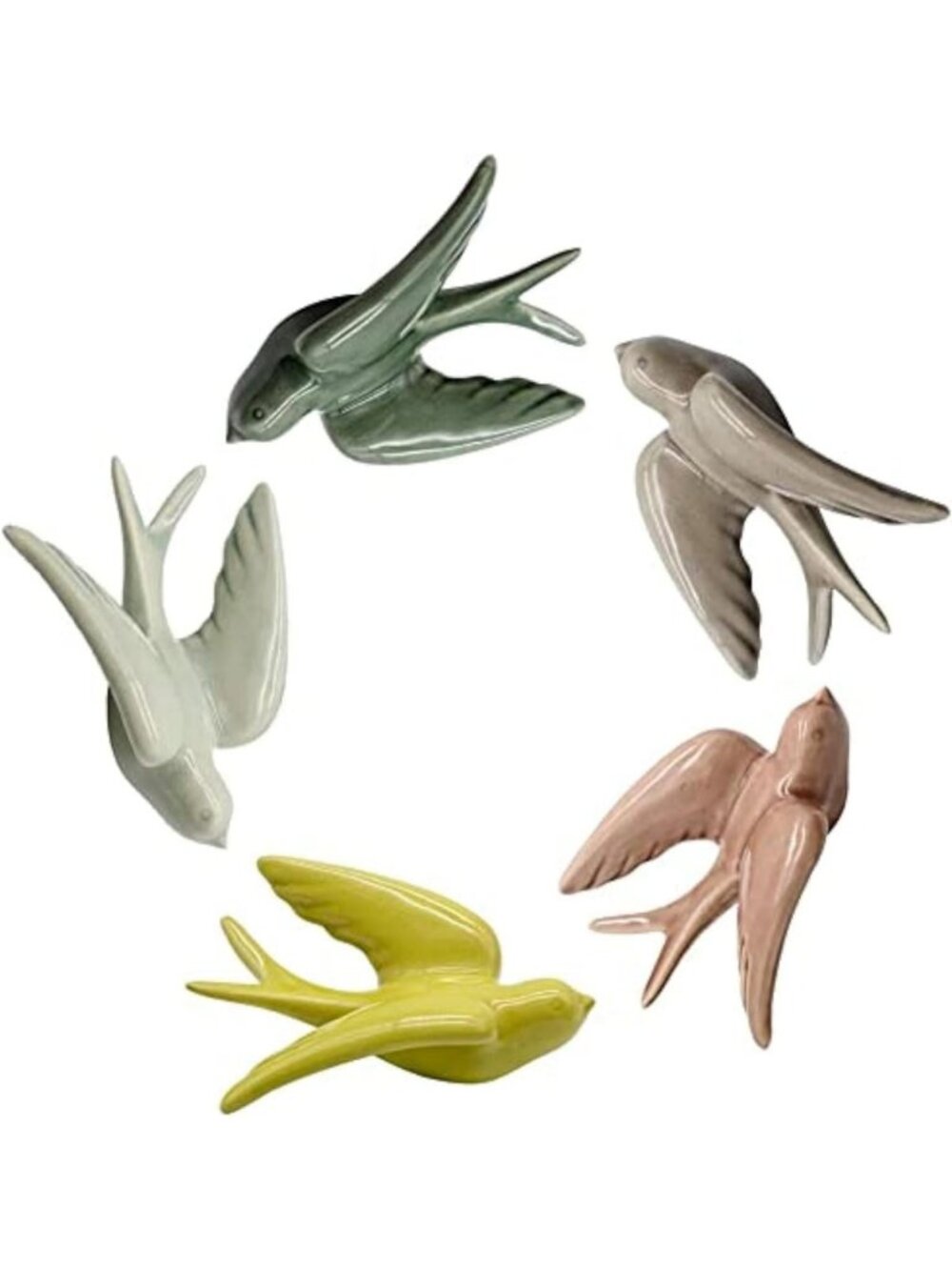 3D Ceramic Hanging Swallows Wall Decor - Retro Sparrow Birds for Living Room